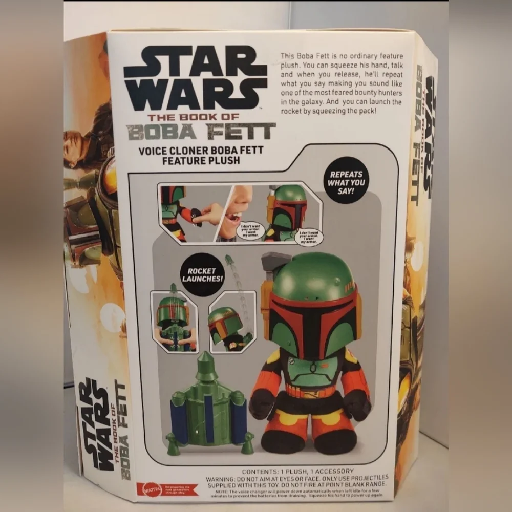 Star Wars The book of Boba Fett Voice Cloner Boba Fett Feature Plush NWT